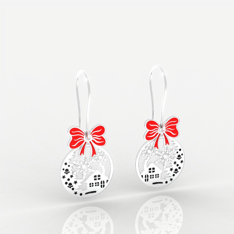 Snowy Bow Christmas Earrings